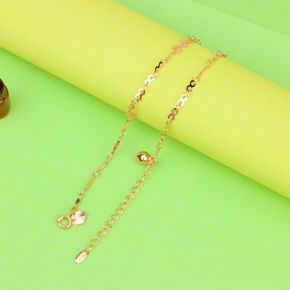 "Rose Gold Anklet with Star & Charm Details, Adjustable Chain Design, XPAL1071 - Picture 6 of 12